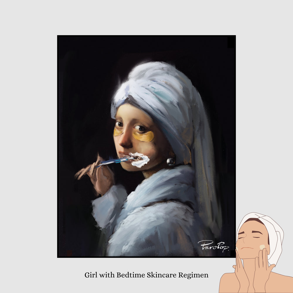Girl with Bedtime Skincare Regimen (Digital File)